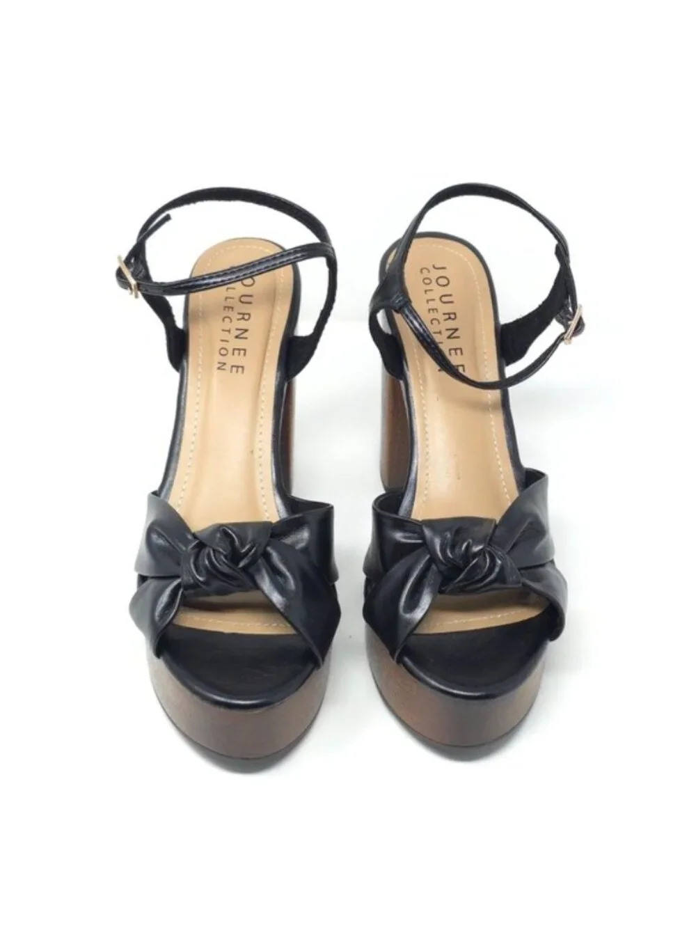 Journee Lorrica Black Knotted Platform Sandals Tru Comfort 9M - Picture 6 of 13